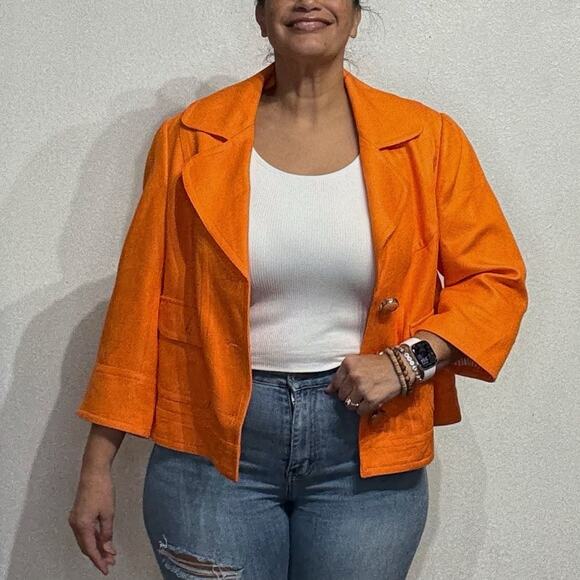 Nygard Orange Linen Blend Blazer Sz 16 - Picture 1 of 11